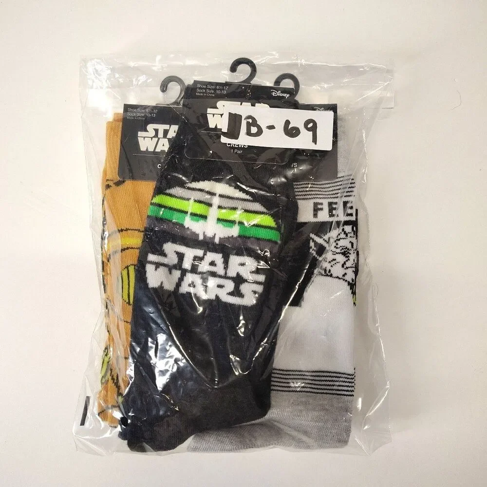 Star Wars C-3PO X-Wing Starfighter Novelty Men Socks Set 3 Pair Size 6-12 NWT